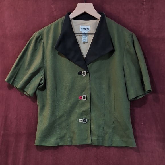 Perceptions Jackets & Blazers - Perceptions Vintage Army Green and Black Short Sleeve Blazer/Blouse Size 12
